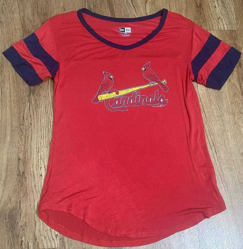 New Era Women's Red St. Louis Cardinals T-shirt Short Sleeve Logo Size Small